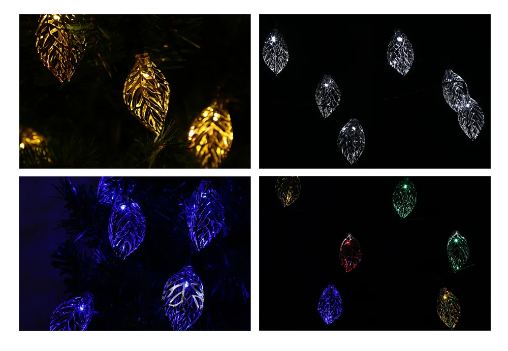 VCT - SLC - 041 20 LEDs Iron Tree Leaf Solar String Light for Holiday Home Party Garden Decoration