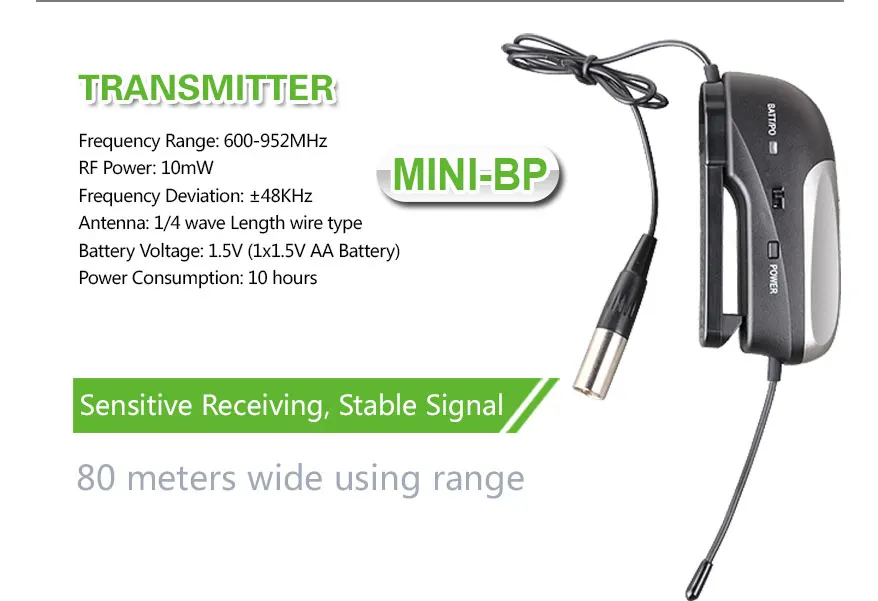 Высокая точность Acemic PR-8/AT-10+ MINI-BP UHF Беспроводной аккордеон микрофонная система беспроводной инструмент микрофонная система