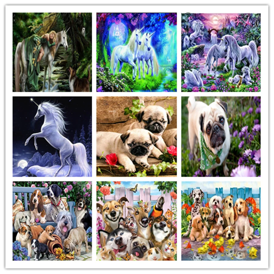Dogs DIY 5D Diamond Painting Embroidery Animal Cross Stitch Kits Home Decor Art