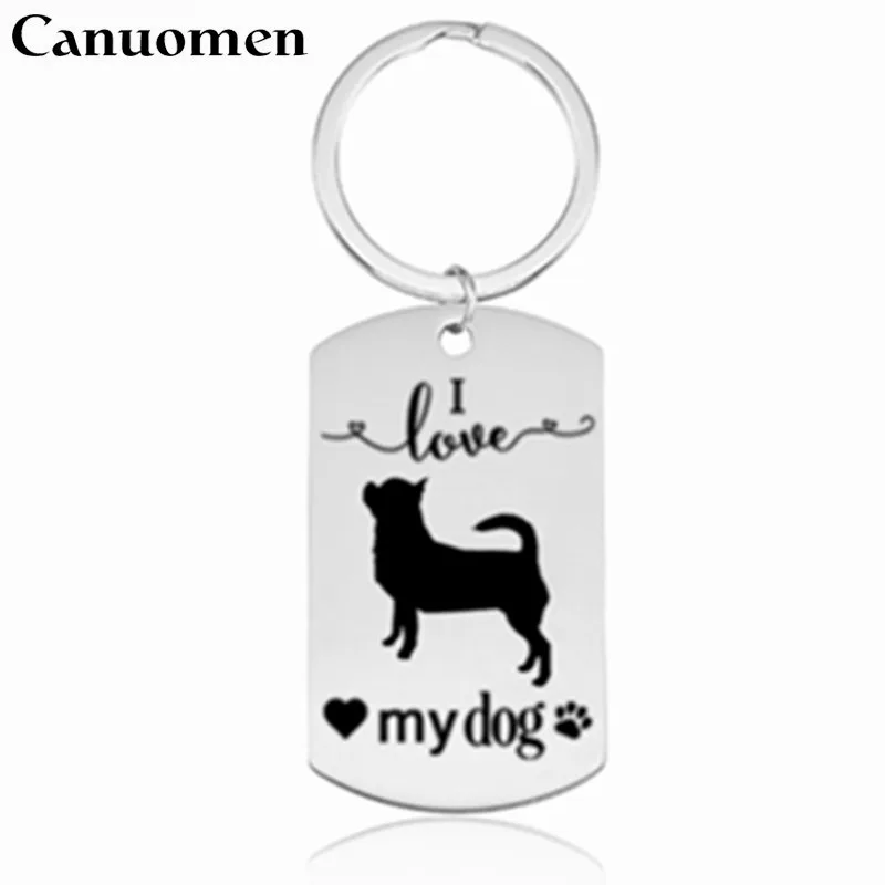Брелок Canuomen I love my dog Чихуахуа кэрн терьер для любителей собак из нержавеющей