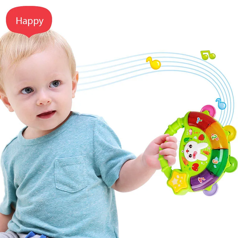 Младенческая новорожденная погремушка игрушки подвесная детская прогулочная коляска ручной барабан с колокольчиками музыка и свет, игрушка для малышей Подарки для детей