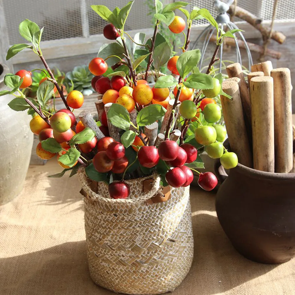 New Creative Fake Artificial Rose Fruit Peach Berries Bouquet Floral