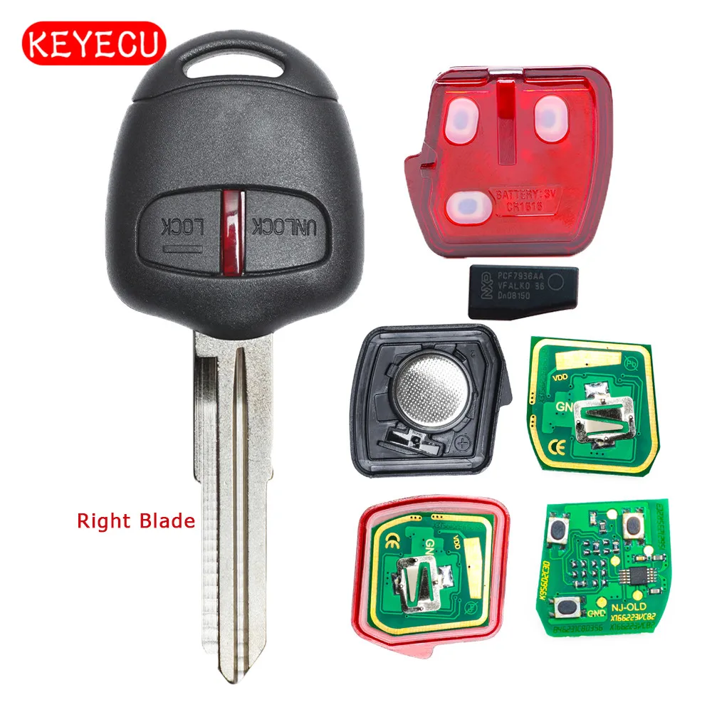 Keyecu Remote Key Fob 2 Button 433MHz ID46 Chip for Mitsubishi Lancer