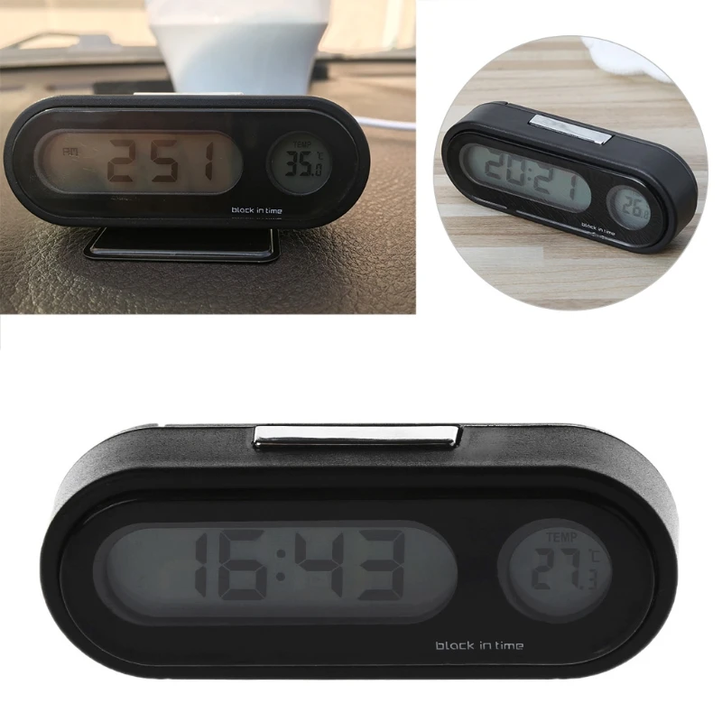 Новые Автомобильные ЖК-подсветка цифровые часы авто часы термометр орнамент мини часы