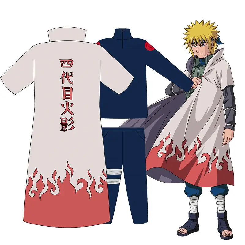 Аниме Наруто Косплей 4th Hokage Namikaze Минато плащи и Униформа Костюмы унисекс для