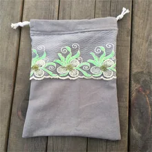 YILE 1 шт. серый полотняная сумка-мешок вечерние Подарочный пакет вышитая кружевная отделка YL812e