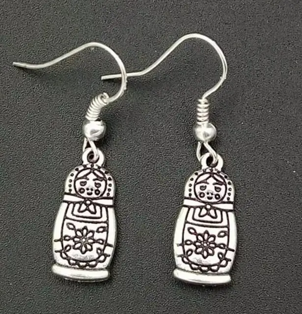 Women Earrings Gifts Vintage Silver Fashion Jewelry Matryoshka Women Earrings Gifts Vintage Silver Fashion Jewelry Matryoshka Russian Doll Charms Best Friends Dangle