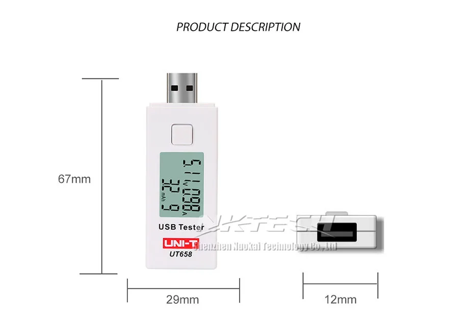 UNI-T UT658 UT658B USB Тестер Вольтметр Амперметр телефон планшет безопасность питания цифровой ЖК-дисплей Вольт-монитор измеритель тока Емкость 9 В 3A