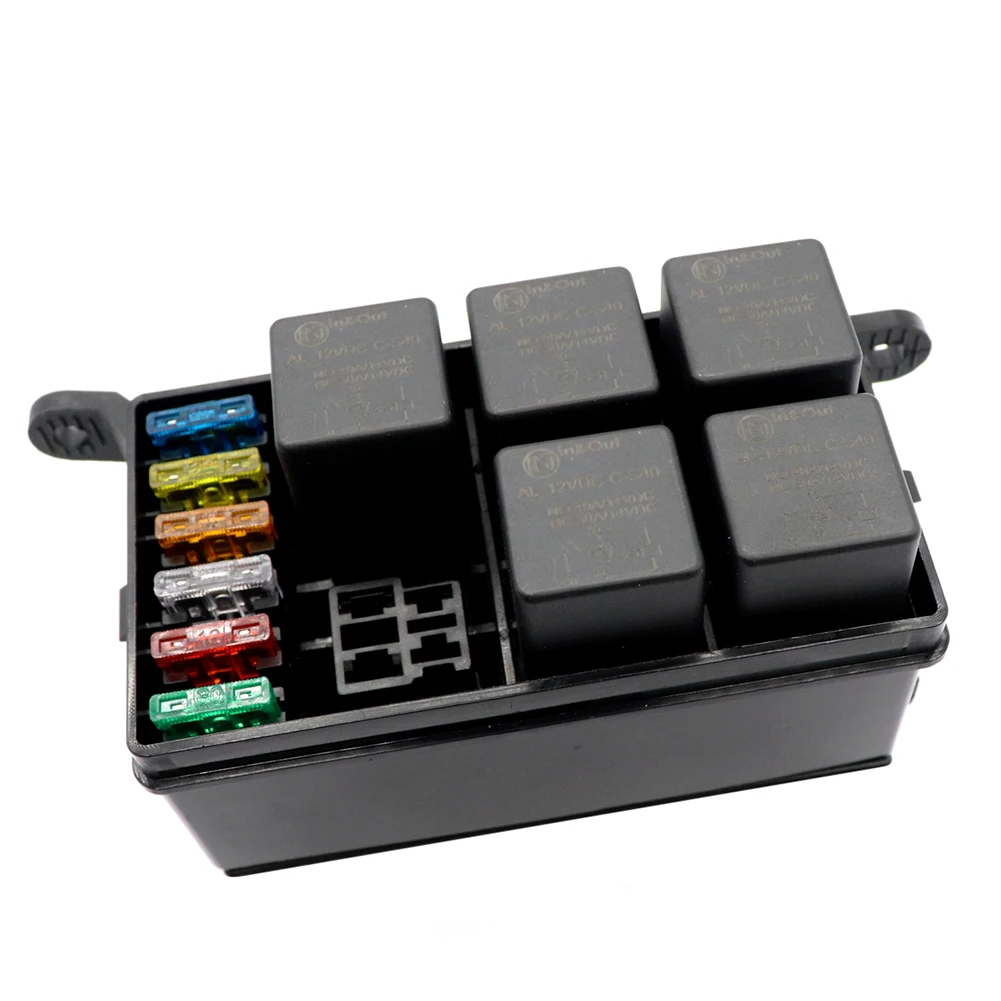 

VODOOL Universal 12V Car Marine 6-Way Relay 6-Slot ATO/ATC Blade Fuse Holder Box Car Insurance Holder Automobile Circuit Blade