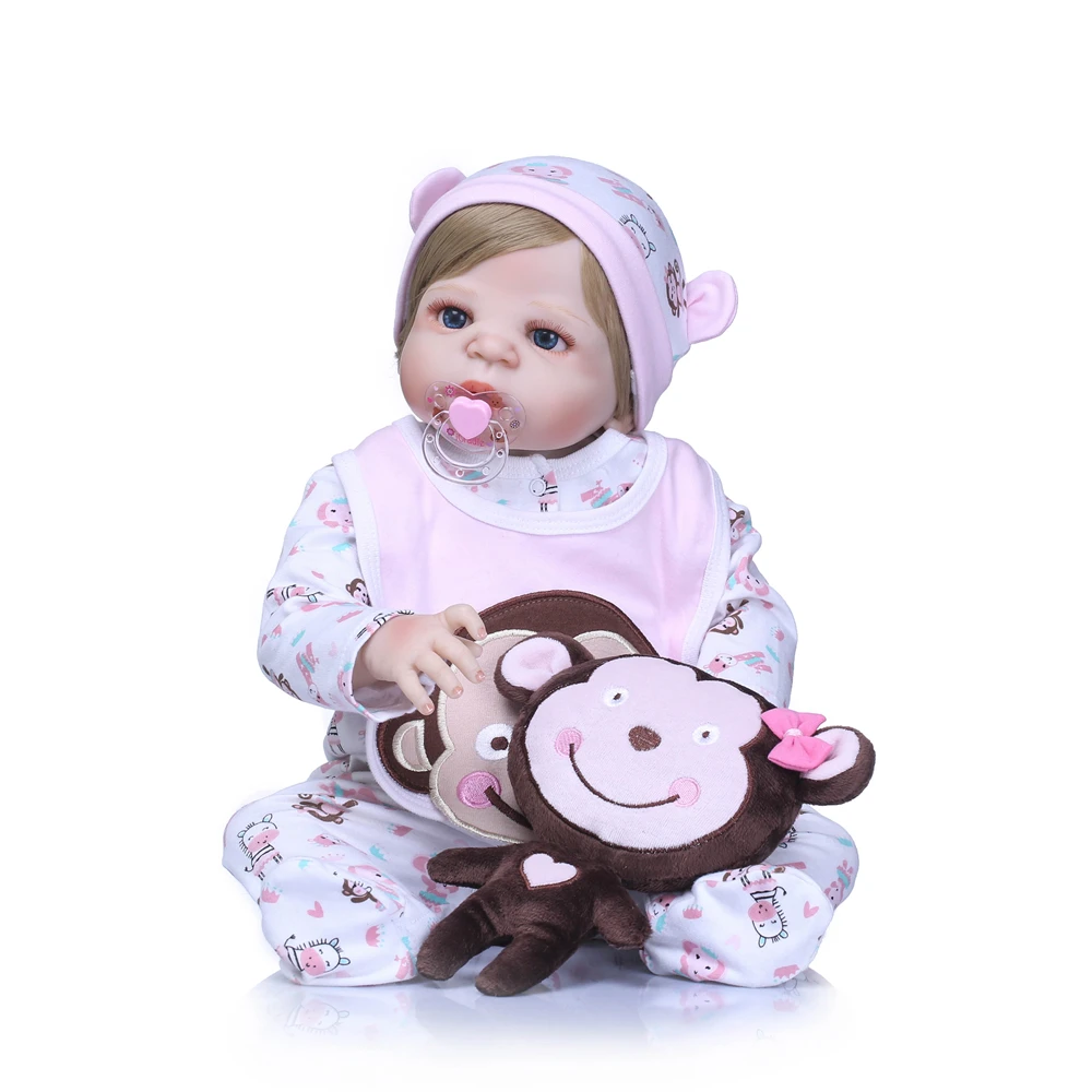

57cm Full silicone Reborn babies doll handmade lifelike ferr shipping princess Toddler menina baby Toys gifts collection