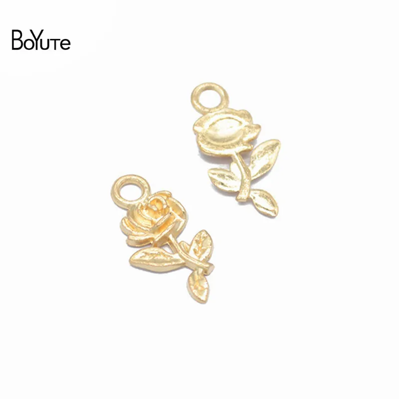 BoYuTe (100 PiecesLot) 2010MM 6 Colors Metal Alloy Rose Flower Charms Pendant for Jewelry Making (4)