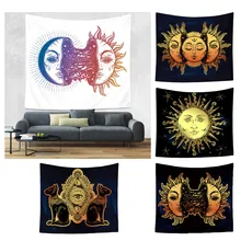 ISHOWTIENDA гобелен настенный подвесной солнце и луна психоделический настенный гобелен декоративный с искусством чакра Arrvival