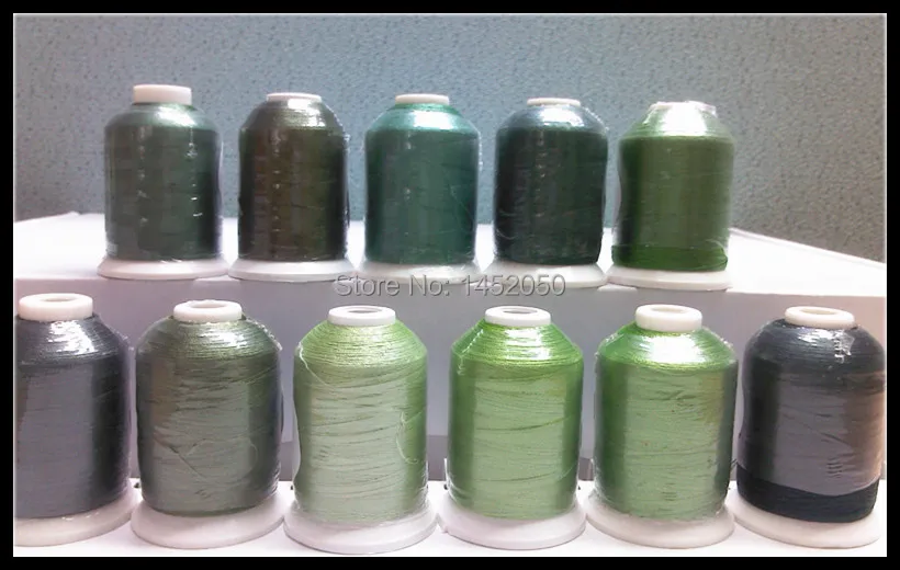 

11 Spools GREEN COLORS Embroidery Machine Thread Free Ship