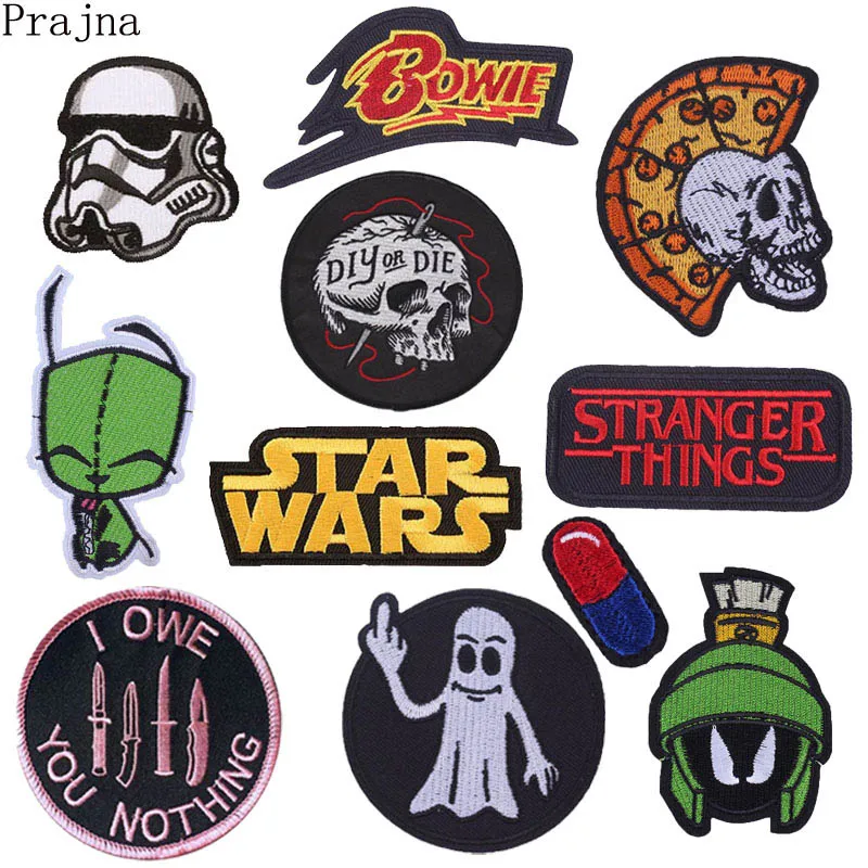 

Prajna Jurassic World Star Wars Diet Patch Embroidered Iron On Patches For Clothes Stranger Things Black Movie Pride Patch Pill