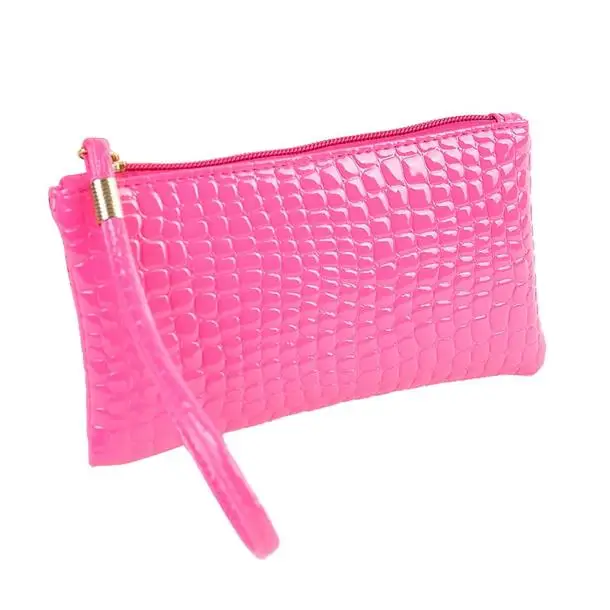 Женский кошелек, сумочка, женская сумка из искусственной кожи крокодила, клатч, Сумочка, Кошелек для монет, кошелек из крокодиловой кожи, клатч, сумочка, женская сумка - Цвет: hot pink