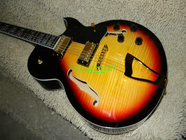 Cheap new Sunburst Vintage 137 classic Jazz Guitar Gold pickups Wholesale Guitars OEM  Free shipping
