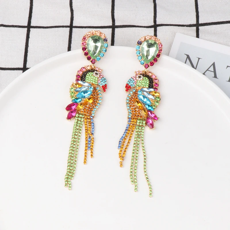 Висячие серьги FASHIONSNOOPS с кристаллами и птицами бахромой висячие ZA свадебные