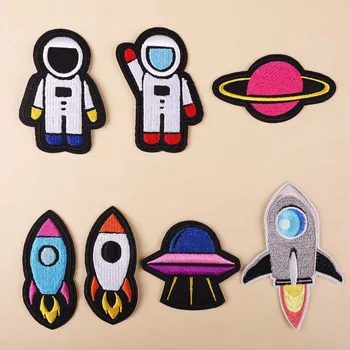 

1Pcs Astronaut Rocket Planet Embroidery Patch Heat Transfer Iron On Sew On Patches for Clothes Sticker Decorative Applique 47276