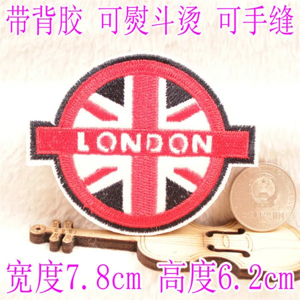 London Stars Stipes USA 1 in Round Heart Shapes Iron On Cloth Patches - 1