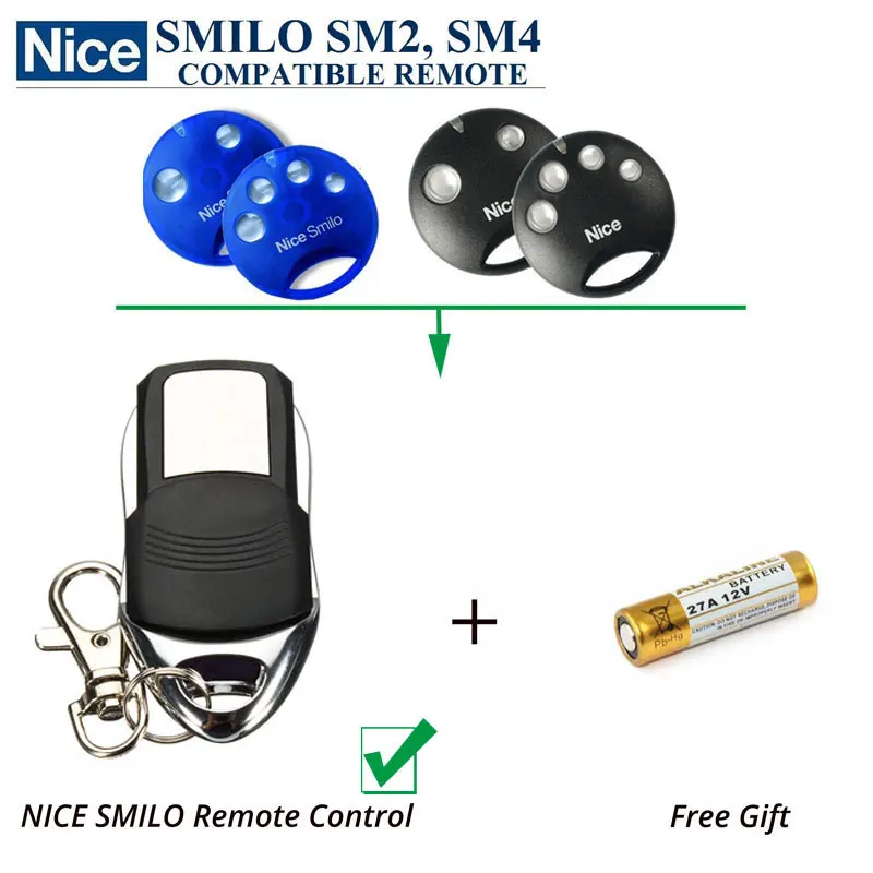 

2pcs Replacement Garage Door Opener Hand Remote Control Nice SMILO SM2,SMILO SM4