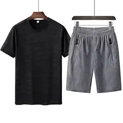 Спортивный костюм мужские летние шорты и футболка плюс размер Беговые брюки для мужчин спортивный костюм Спортивная одежда Мужская одежда