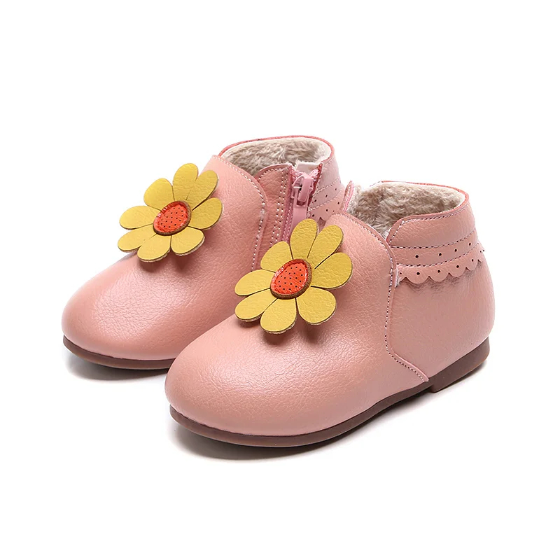 Girls' Leather Boots Winter New Princess Booties Warm Snow Boots Fashion Children Middle Boots