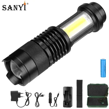 

LED Mini Flashlight 4 Modes Q5 COB Torch Waterproof Handheld Flashlights Pocket Work Light for Emergency Lighting By AA 14500