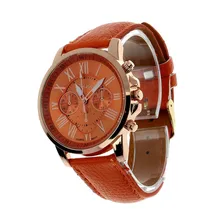 A classic look, this fashion FHD roman numerals analog quartz wrist watch is specially designed with metal case and faux leath
