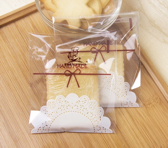 Hot Lace Bowknot Biscuit Cookie Gift Bag Clear Self Adhesive Hot Lace Bowknot Biscuit Cookie Gift Bag Clear Self Adhesive Packaging 027