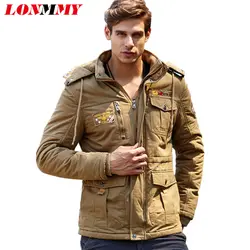 LONMMY M-4XL куртка-бомбер мужская бархатная Толстая теплая с капюшоном хлопковая jaquetas толстовки военная куртка мужская повседневная 2018