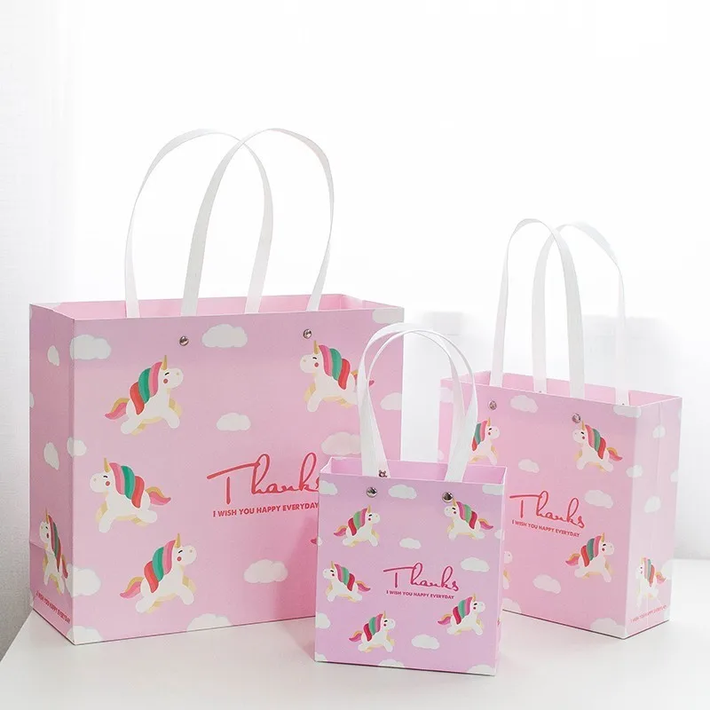 

Children's Day Cartoon Gift Bag Unicorn Cute Tote Bag Rivets Simple Paper Bag Animal Wedding Customizable Shopping Bag