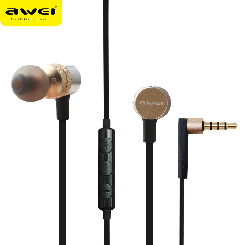 Awei ES 20TY Bass Sound Earphone In Ear Sport Metal Headset For Xiaomi iPhone Samsung Headset fone de ouvido auriculares