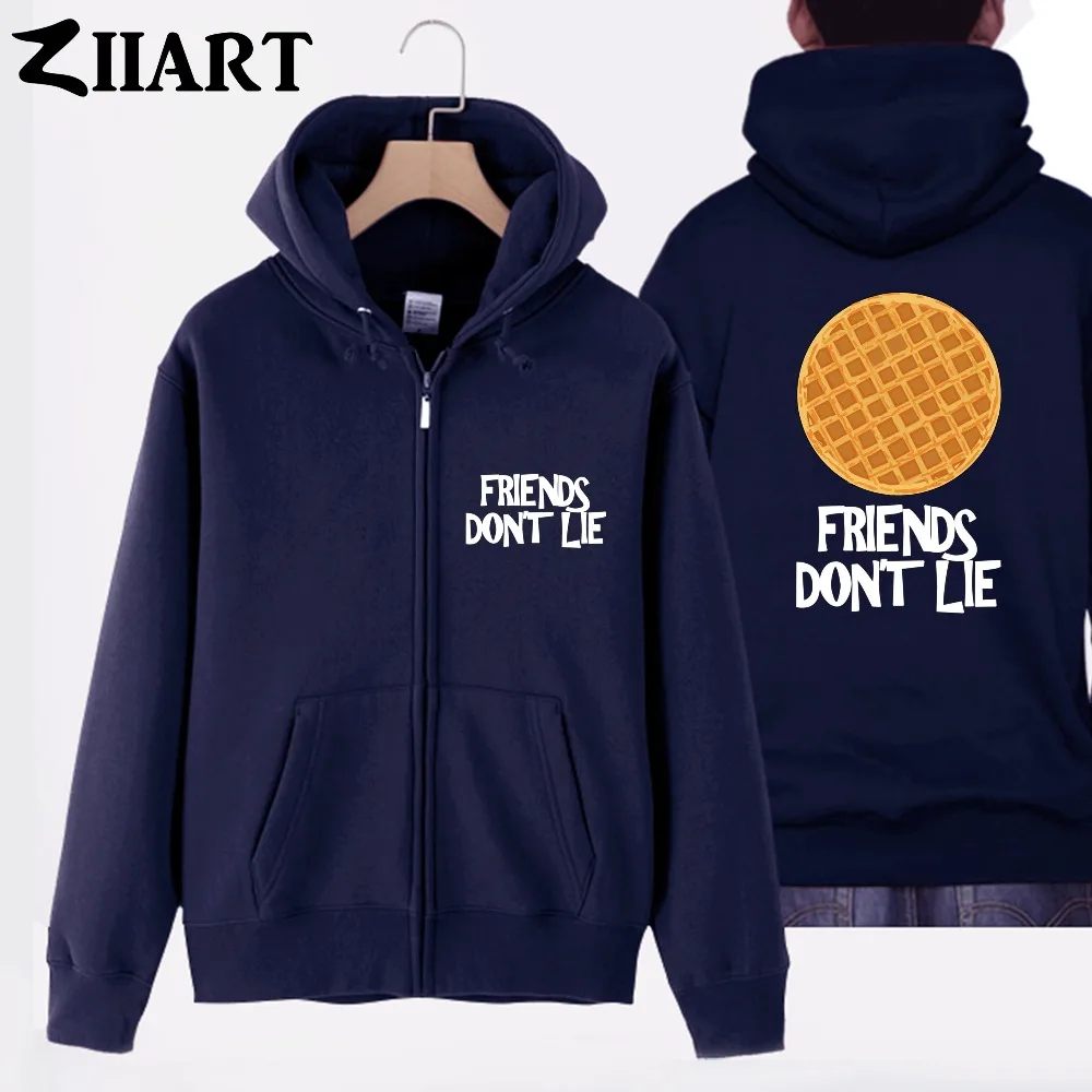 

Waffle FRIENDS DON'T LIE Stranger Things Valentine Decorated Cookies girl woman female cotton full zip hooded Coats Jackets