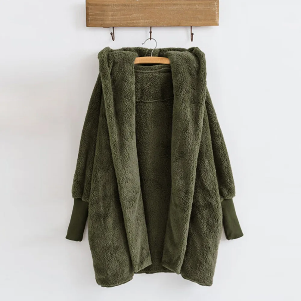 

Women Hooded Sweatshirt Coat Winter Warm Plush Pockets Cotton Coat Outwear harajuku Coat Autumn Winter kawaii clothes for women