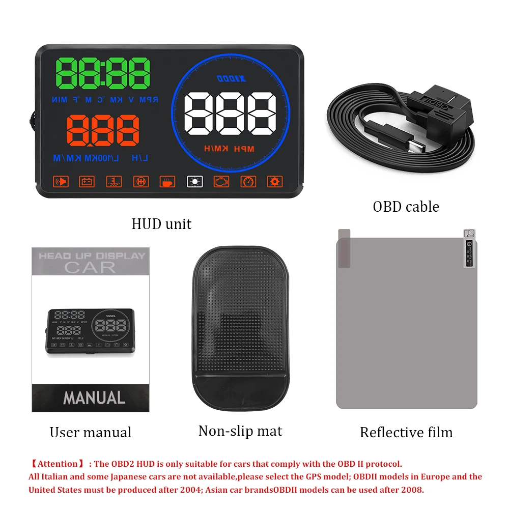 XYCING M9 OBD2 автомобильный HUD 5 дюймовый дисплей с головками лобовое стекло проектор