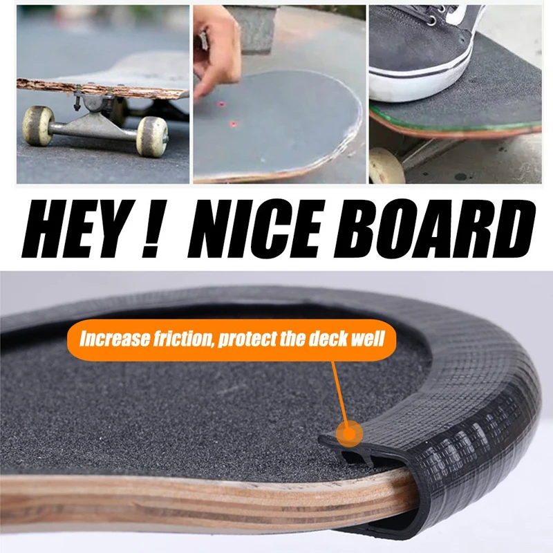 2 Pcs 30cm Skateboard Anti-collision Strip Bumper Bump U Shape Rubbe Deck Guards Protector for Longboard and Double Rocker Strip