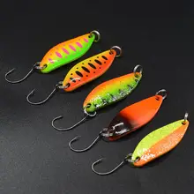 Colheres de pesca truta iscas 5 pçs/lote 3.5g 3.4cm fundição de metal gabarito iscas com único gancho iscas de pesca