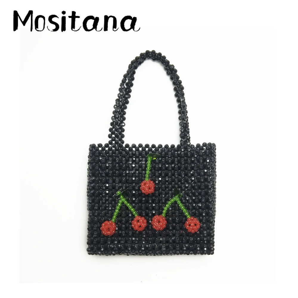 2019 New Beading Bag Black Cherry Small Square Bag Clutch Ma Cherie