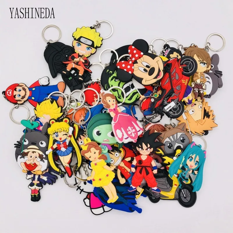 

Wholesale PVC Anime Naruto Marvel Avengers Totoro Keychain 3D Double Side Character Key Ring Key Chain Kids Trinket Gift 200pcs