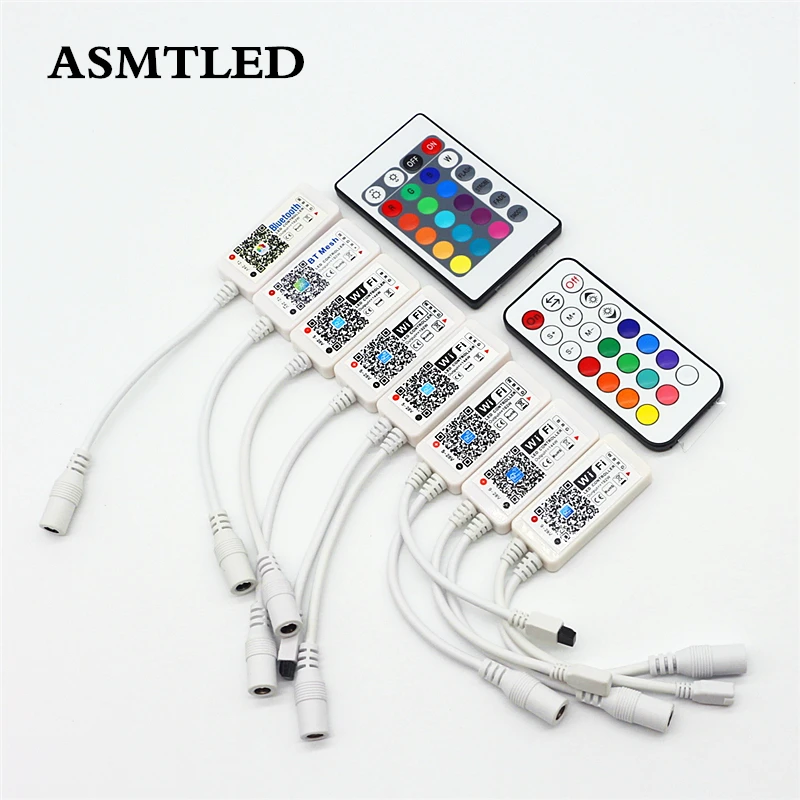 

DC 5V 12V 24V Mini Bluetooth / WiFi / WiFi + 24 Key IR Remote / WiFi + 21 Key RF Remote Controller For RGB RGBW LED Strip lights