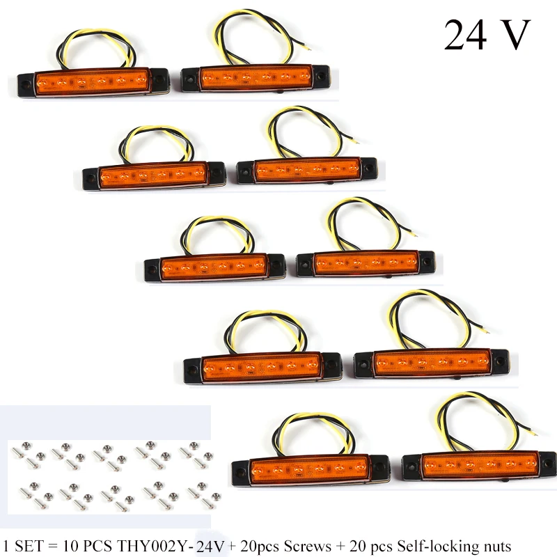 

10 PCS AOHEWEI amber 24V LED side marker light position led light trailer light tail light side marker reflector truck lamp