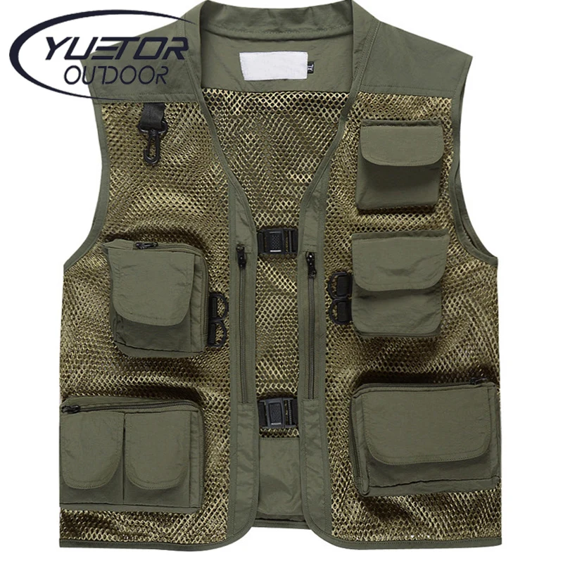 YUETOR Summer Men s Camouflage Hunting Military Tactical Vest Photography Working Wear Vest Multi pocket Mesh