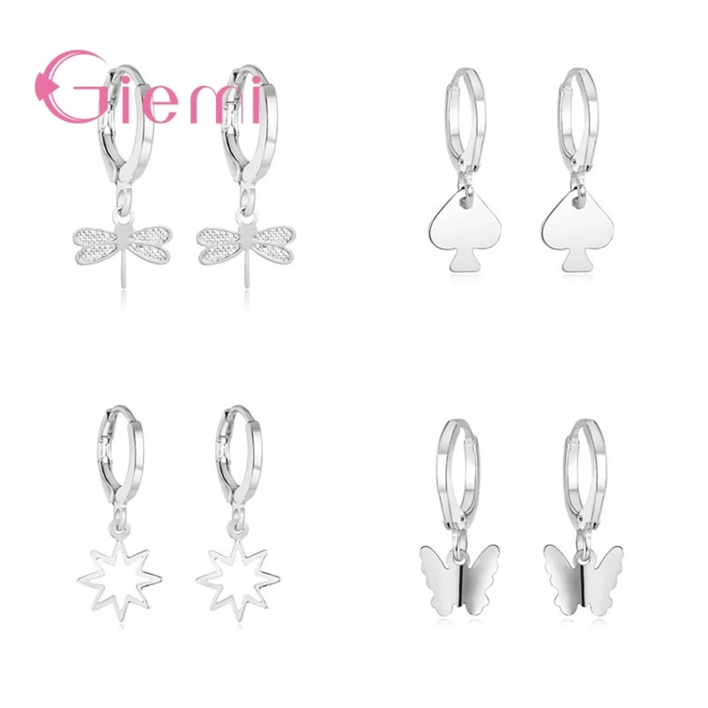 

925 Sterling Silver Earrings for Women Cute Fish Butterfly Animals Design Wedding Engagment Fashion Hot Sale Jewelry Gifts
