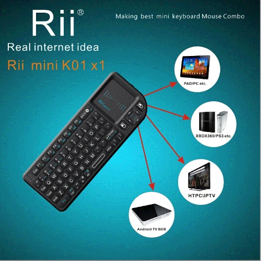 Беспроводная клавиатура Rii Mini Air Mouse портативная игровая с тачпадом 2 4 ГГц для
