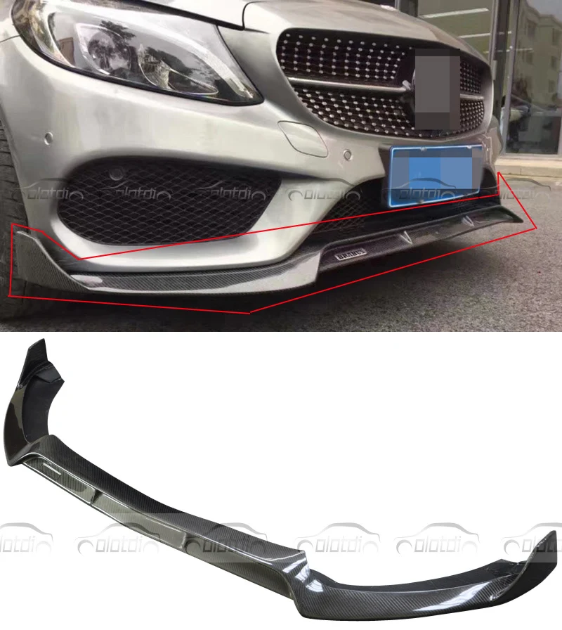 

For Brabus Style Front Lip 2015 UP Real Carbon Fiber Bumper Front Splitter For Mercedes Benz W205 Sedan