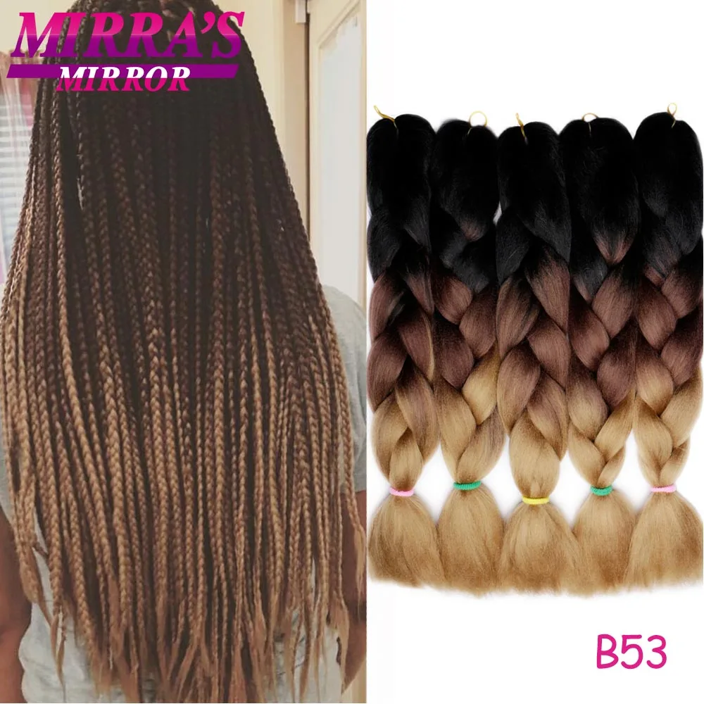 Mirra's Mirror 5 шт. Омбре плетение волос волосы кроше для наращивания 2" 100 г/упак. большие синтетические косы наращивание волос зеленый коричневый - Цвет: T1B/613