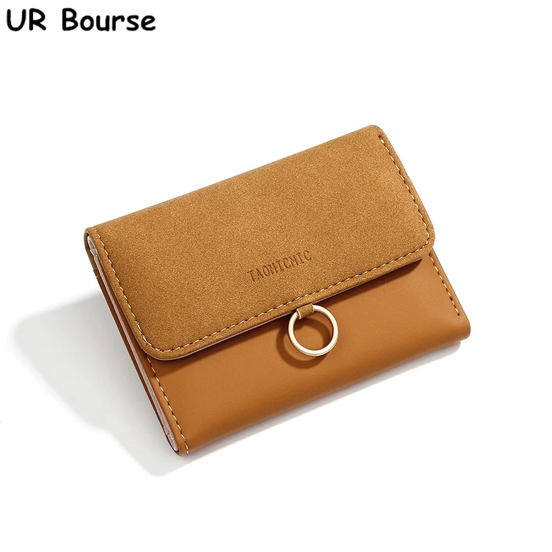 

UR BOURSE Women Simple Short Wallet Ladies Pu Leather Coin Purse Female Multi-Card Small Wallet Buckle Girls Clutch Card Holder
