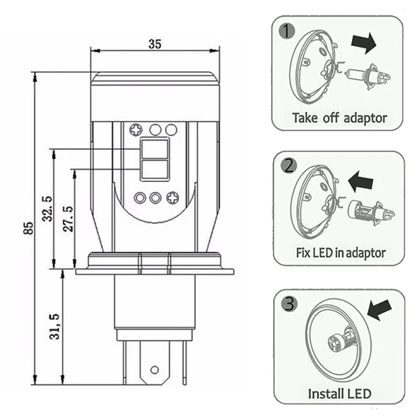 H4 HS1 LED HEADLIGHT for Motocycle  (12)