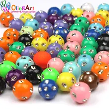 OlingArt – lot de 100 perles rondes multicolores en acrylique, 8MM, pour la fabrication de bijoux, de bracelets, de colliers et de boucles d'oreilles