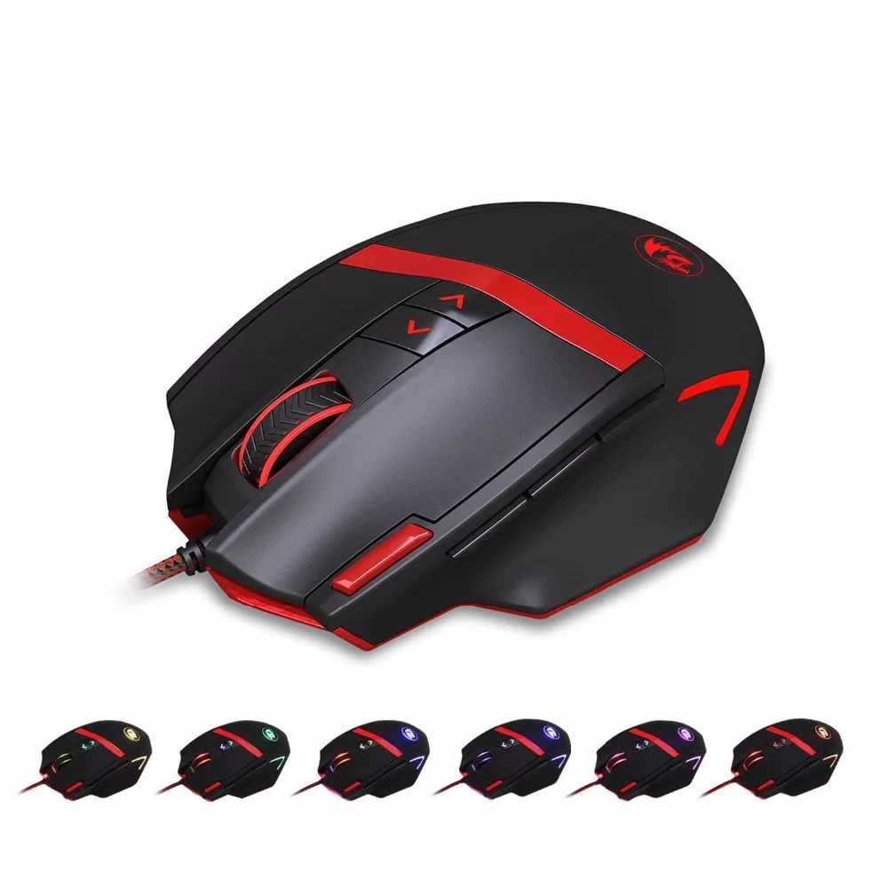 Redragon M801-RGB Programmable Laser Gaming Mouse12400 DPI for PC 9 Programmable Buttons 5 User Profiles Weight Tuning wireless laptop mouse